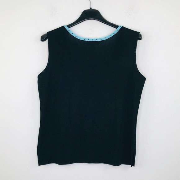 Ming Wang Womens Small Jacket Tank Set Black Blue Studded Shoulder Pad Flaw BQ28 - Picture 8 of 8